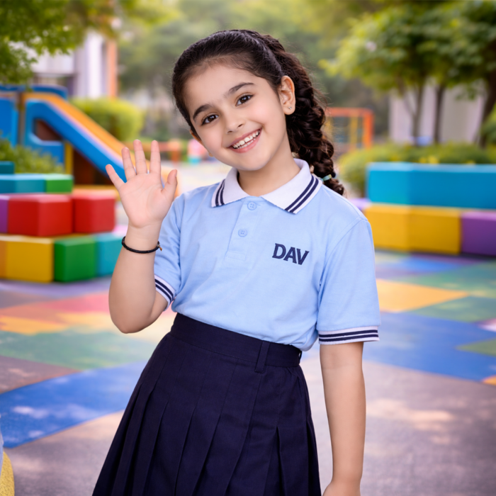 DAV Girls Summer School Uniform T-Shirt (Nursery–Class 2nd)